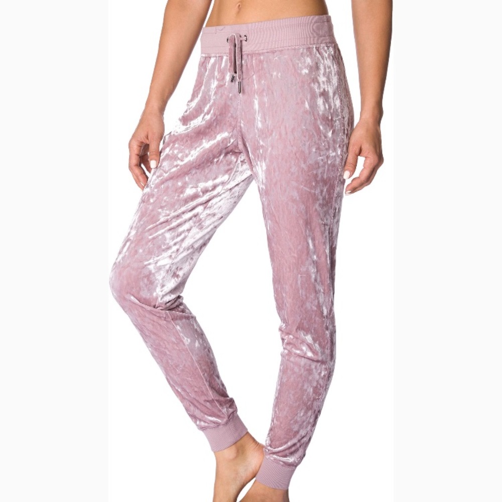 BRAND NEW Betsey Johnson pink velvet joggers
